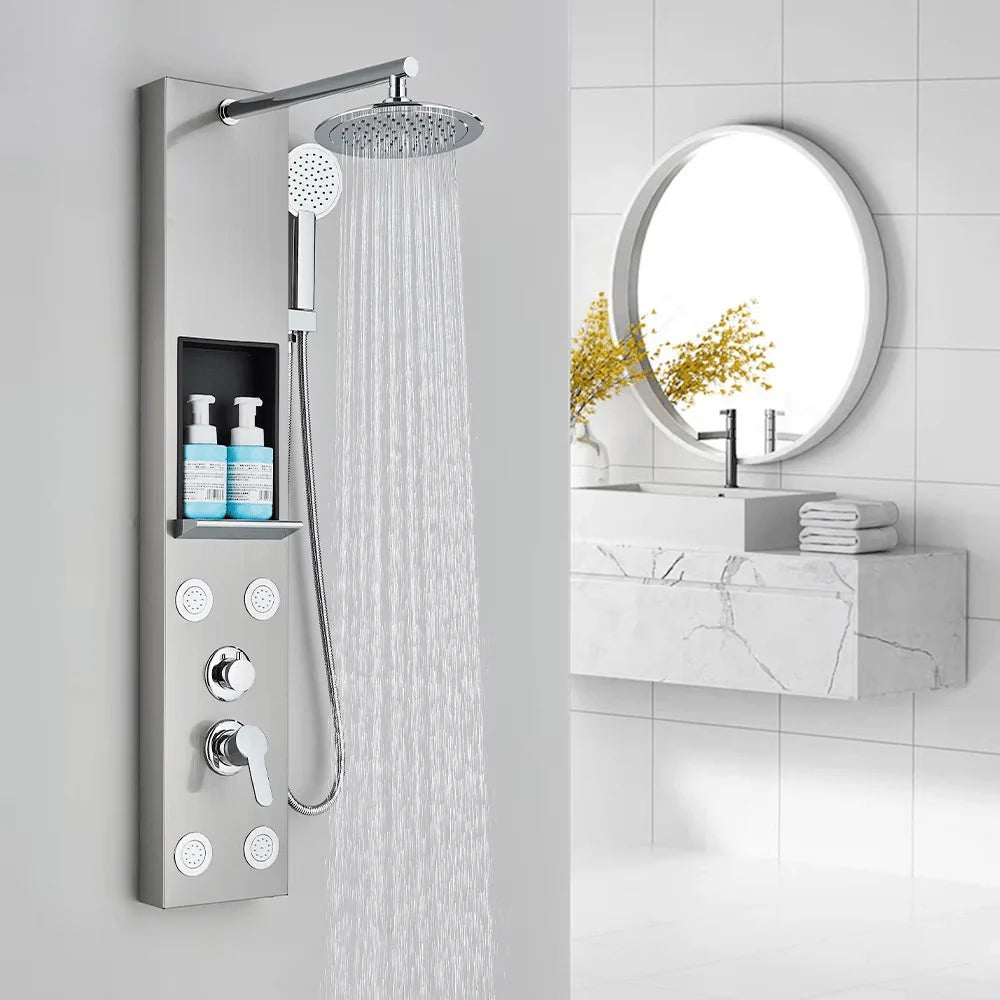 Colonne de Douche Hydromassante – Jets de Massage & Rangement Intégré | Maison Ondine