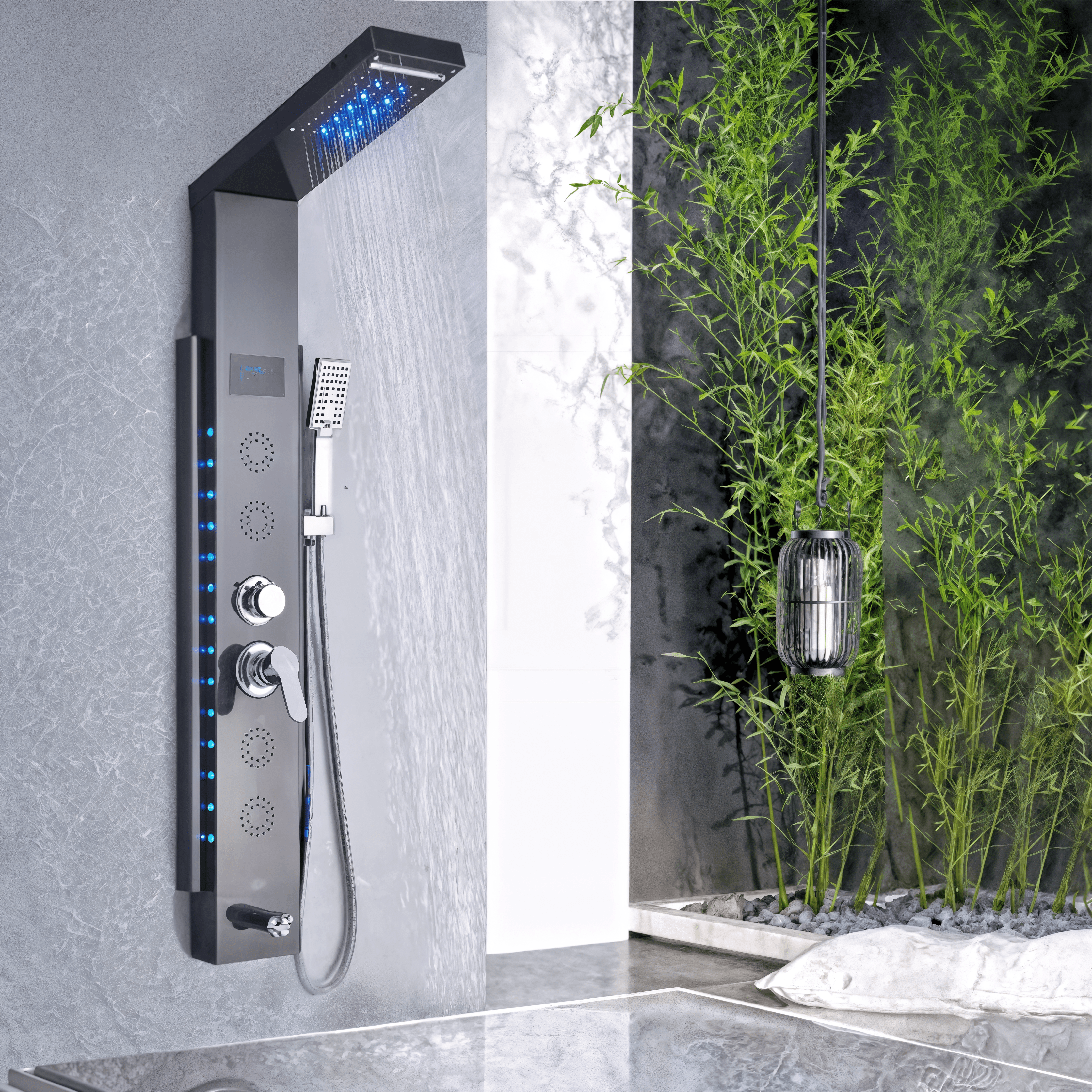 Colonne de Douche Hydromassante à Affichage Digital LED – Cascade & Massage | Maison Ondine