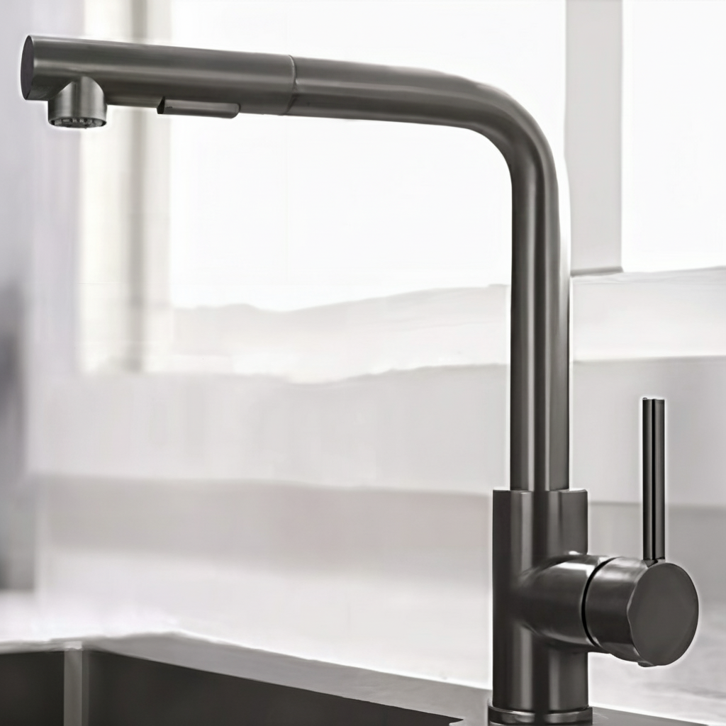 Robinet de Cuisine Extractible – Flexible, 2 Modes, Corps Inox Noir Mat | Maison Ondine